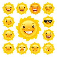 Cartoon Sun Character Emoticons Set