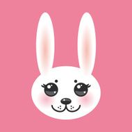 Kawaii white rabbit on pink background with cheeks