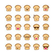 Collection of difference emoticon icon bread