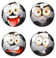 Footballs with facial expressions