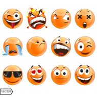Vector illustration set of cool glossy Single Emoticons on a