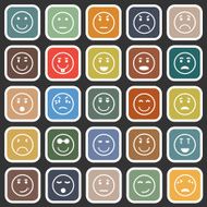 Circle face flat icons on balck background