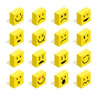 Flat isometric Emoticons set illustration