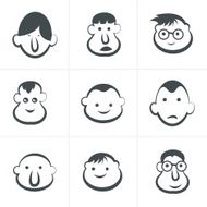 Laughing children&#039;s faces Set Vector illustration N2
