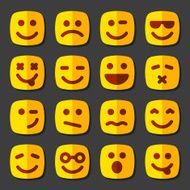 Emotional square yellow faces icon set