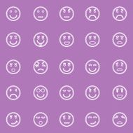 Circle face line icons on violet background
