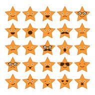 Set of stars with different emotions happy sad smiling icons