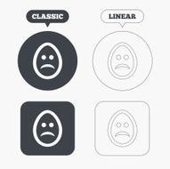 Sad egg face sign icon Sadness symbol N2