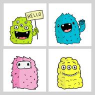Vector set of isolated monsters illustrations