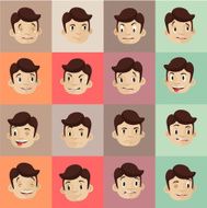 Emotional heads flat icons set