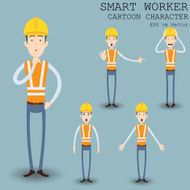 Smart worker cartoon character eps 10 vector illustration N14