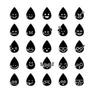 Collection of difference emoticon icon water drop on
