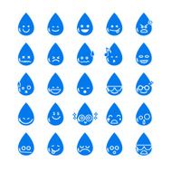 Collection of difference emoticon icon water drop on the