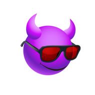 Purple ball with horns wearing sunglasses