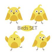 Flat design vector birds icon set Owl chickens