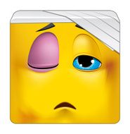 Square emoticon wounded