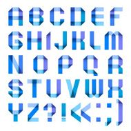 Spectral letters folded of paper ribbon-blue N2