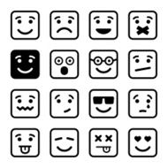 Square Smiley faces set Vector