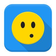Surprised yellow smile app icon with long shadow