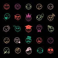 Face action line icons flat color