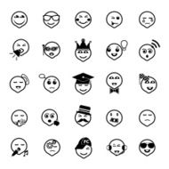 Face action line icons on white background
