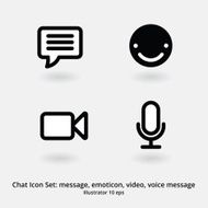 Basic Chat Icon Set Message Emoticon Video Chat Voice Message