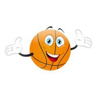 Cartoon basketball raising his hands