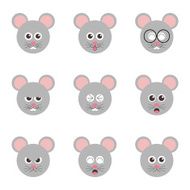 rat emotion 9 faces icon set vector