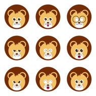 lion emotion face icon set vector