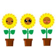 Cute sunflowers Kawaii japanese style N2