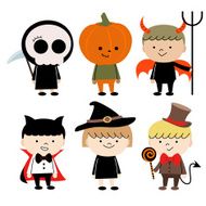 Group Of Multi Ethnic Children (6 kids) in Halloween costume N2