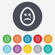 Sad egg face with tear sign icon Crying symbol N4