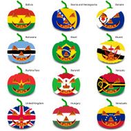 Set pumpkins for Halloween as a flags of the world N2