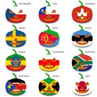 Set pumpkins for Halloween as a flags of the world N4