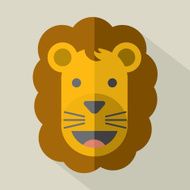 Modern Flat Design Lion Icon Vector Illustration