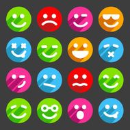 Flat and round smiley icons for your design