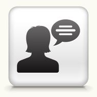 Square Button with Woman &amp; Chat Bubble N2