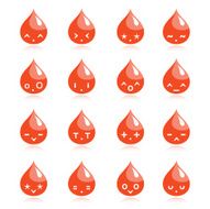 Cute Kawaii Blood Drop Emoticon Character Set