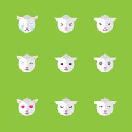 Vector flat sheep emotions icon set