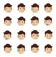 Emotional heads flat icons set N2