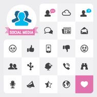 Social Media base vector icons and label