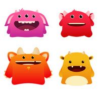 Set Of Cute Vector Monsters N2