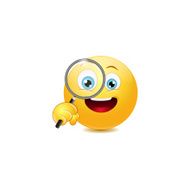Emoticon holding a magnifying glass