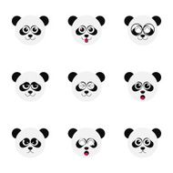 panda emotion faces icon set vector