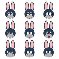 donkey emotion face icon set vector