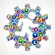 Man in Gear People Faces Community and Communication Pattern