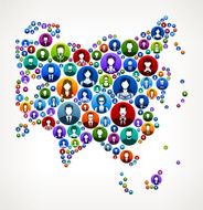 Asia People Faces Community and Communication Pattern