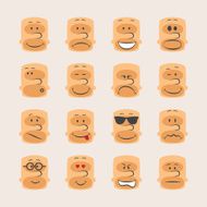 Vector icon set of smiley faces emotions mood and expression N2