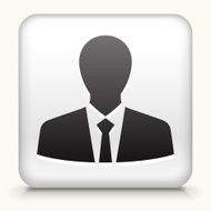White Square Button with Busienssman Icon