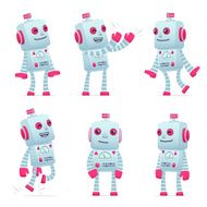 set of robot character in different poses N3